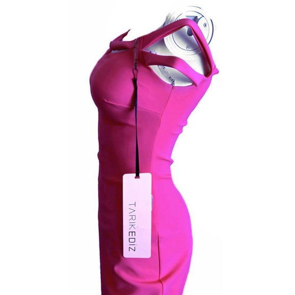 TARIK EIDZ Fuchsia Bodycon Bandage Dress NWT - Picture 4 of 11